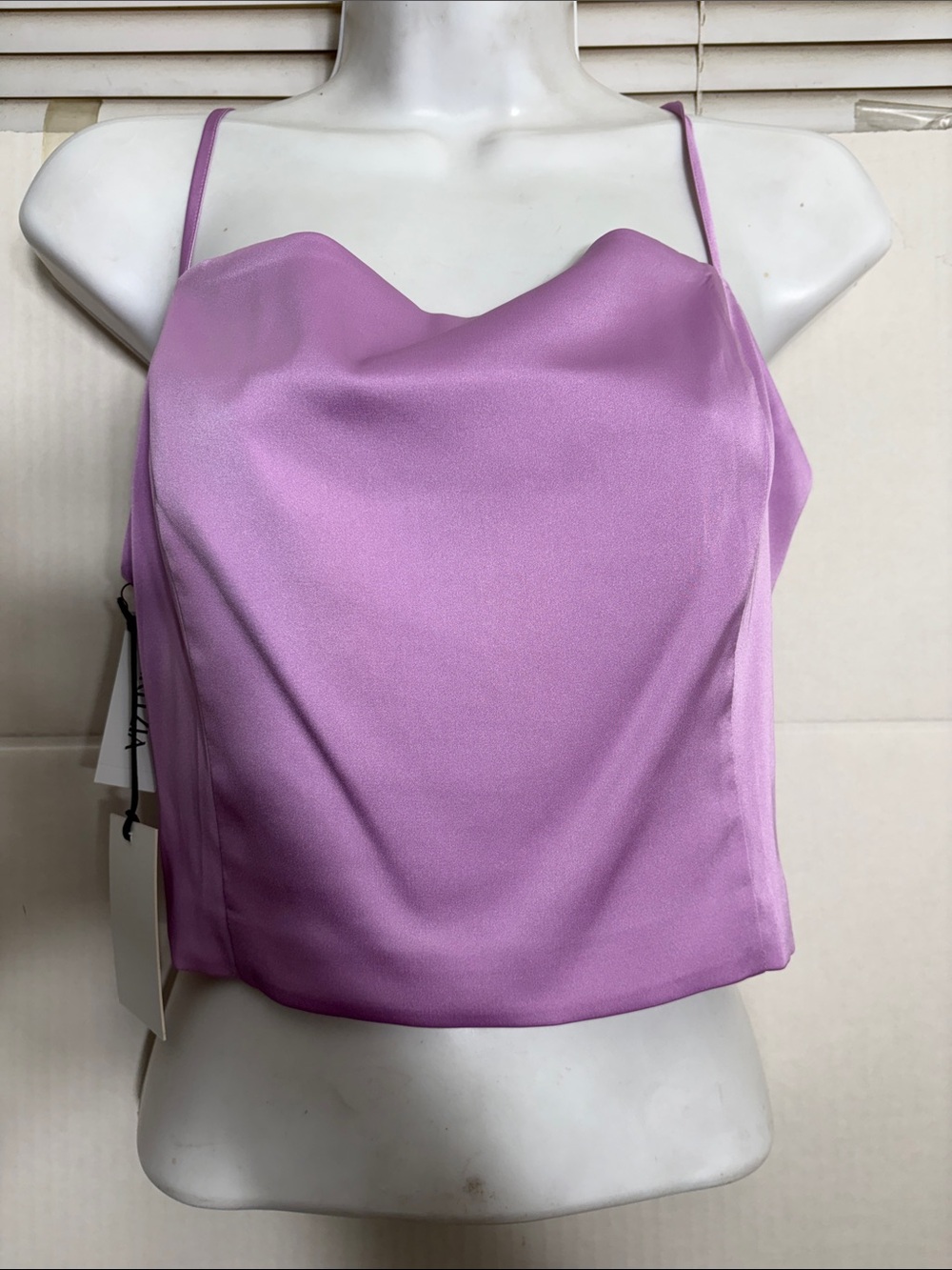 Aritzia Sunday Best Satin Cowl Neck Spaghetti Strap Crop Shimmer Satin camisole